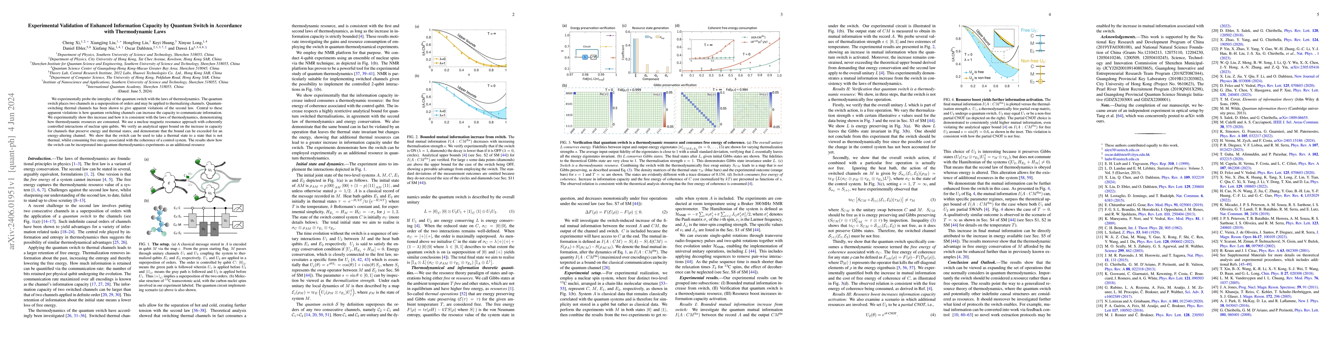 Thumbnail for Experimental Validation of Enhanced Information Capacity by Quantum
  Switch in Accordance with Thermodynamic Laws