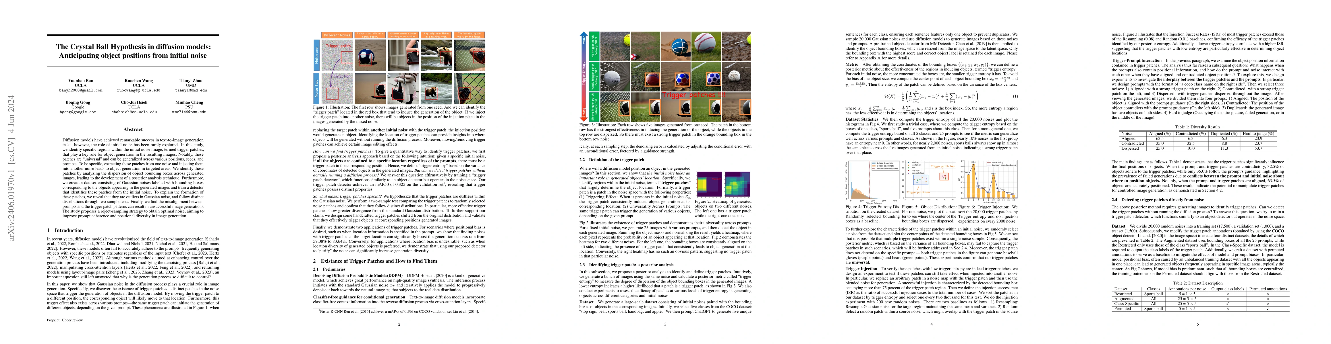 Thumbnail for The Crystal Ball Hypothesis in diffusion models: Anticipating object
  positions from initial noise