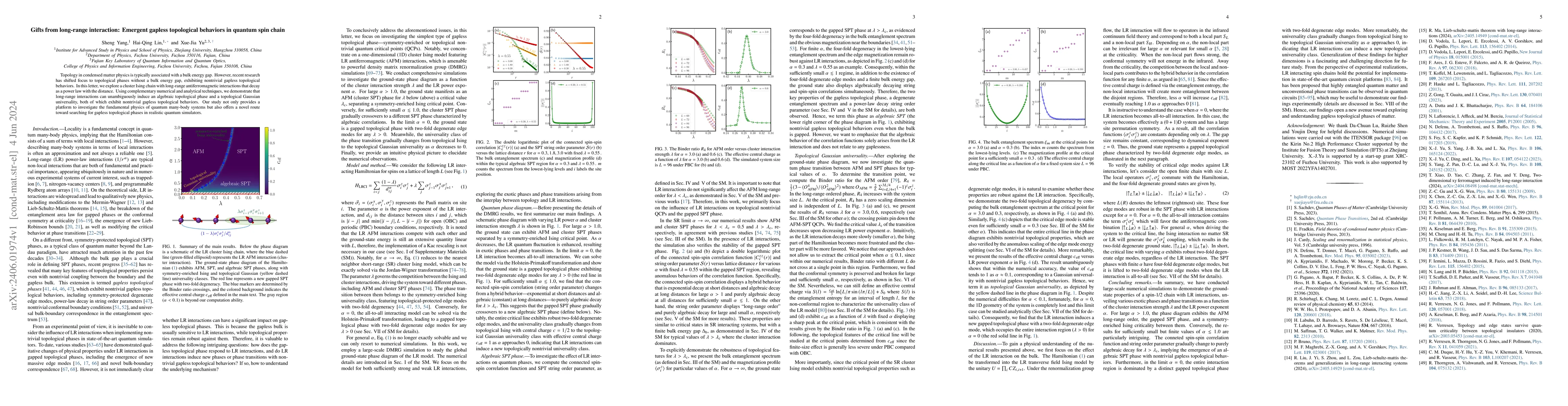 Thumbnail for Gifts from long-range interaction: Emergent gapless topological
  behaviors in quantum spin chain