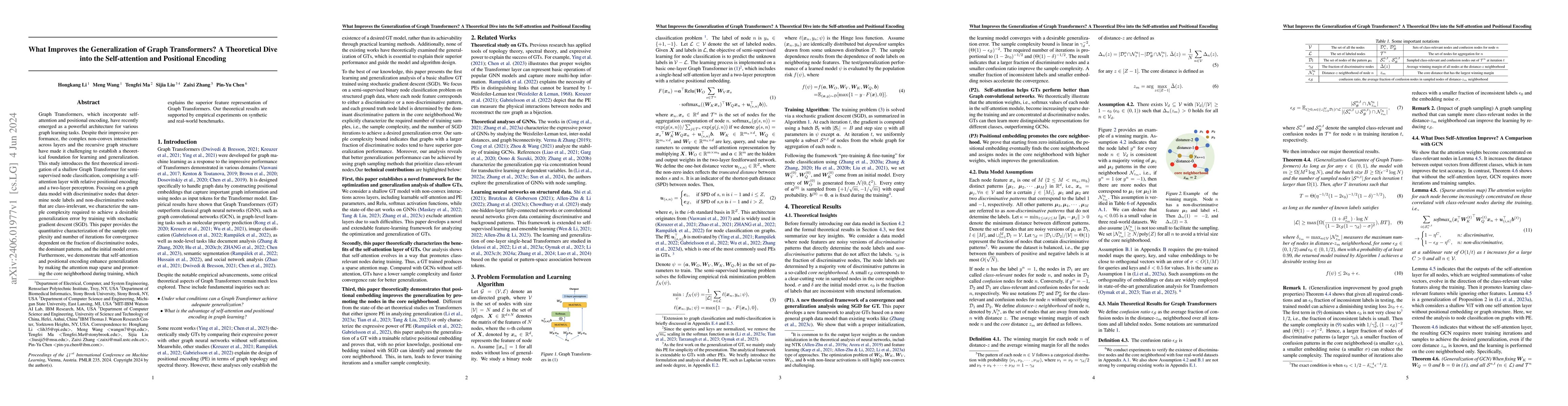 Thumbnail for What Improves the Generalization of Graph Transformers? A Theoretical
  Dive into the Self-attention and Positional Encoding