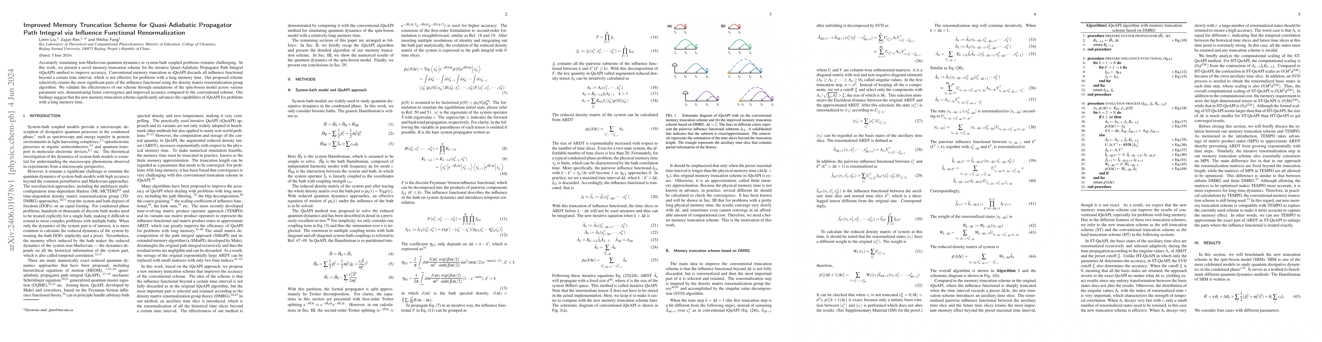 Thumbnail for Improved Memory Truncation Scheme for Quasi-Adiabatic Propagator Path
  Integral via Influence Functional Renormalization
