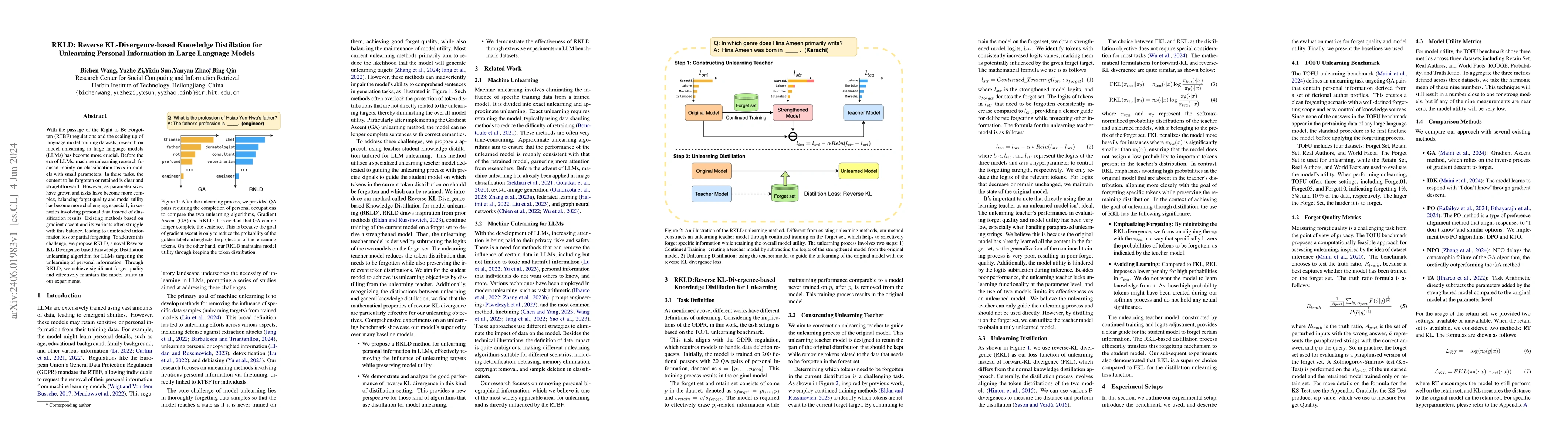 Thumbnail for RKLD: Reverse KL-Divergence-based Knowledge Distillation for Unlearning
  Personal Information in Large Language Models
