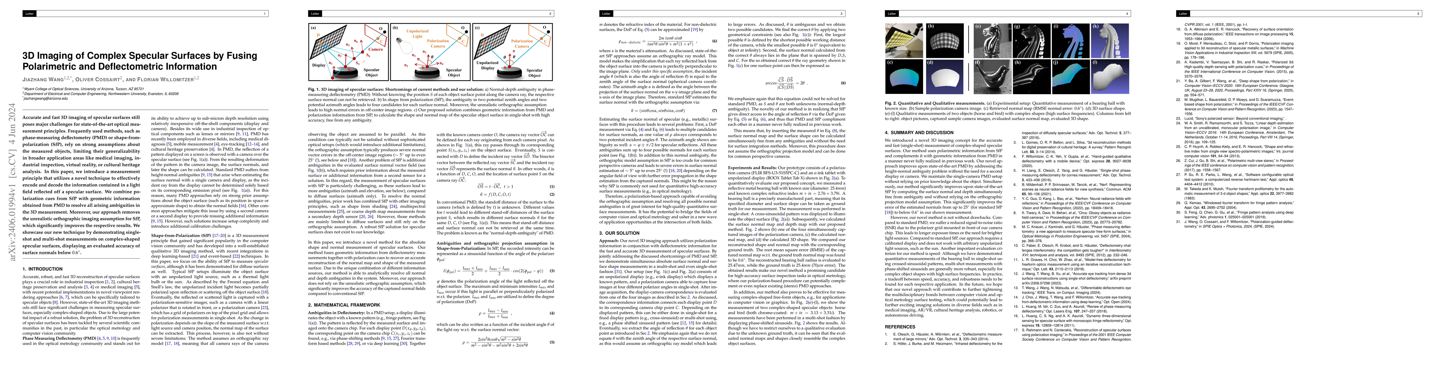 Thumbnail for 3D Imaging of Complex Specular Surfaces by Fusing Polarimetric and
  Deflectometric Information