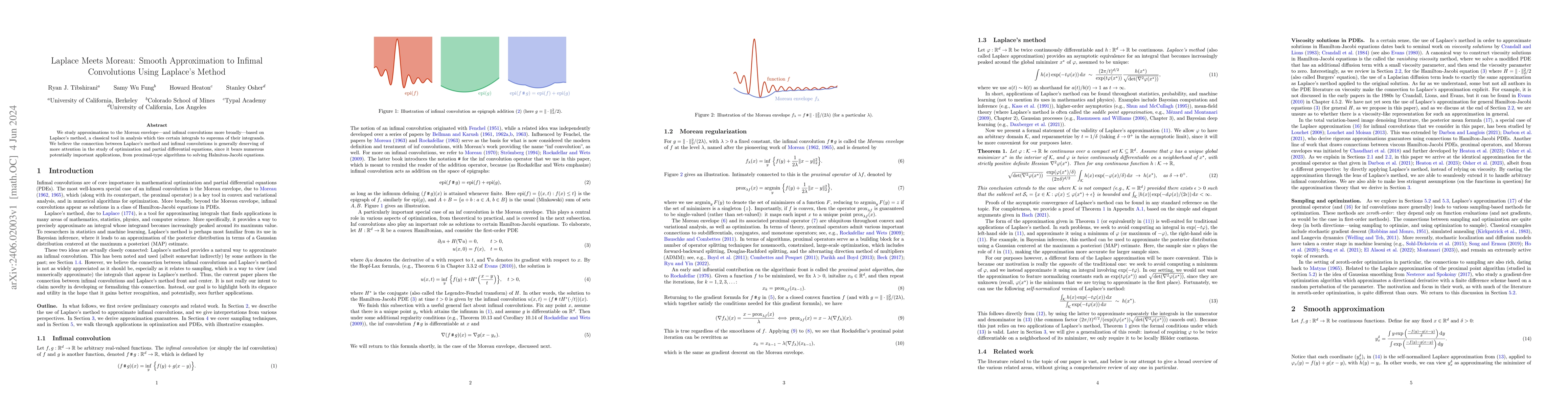Thumbnail for Laplace Meets Moreau: Smooth Approximation to Infimal Convolutions Using
  Laplace's Method