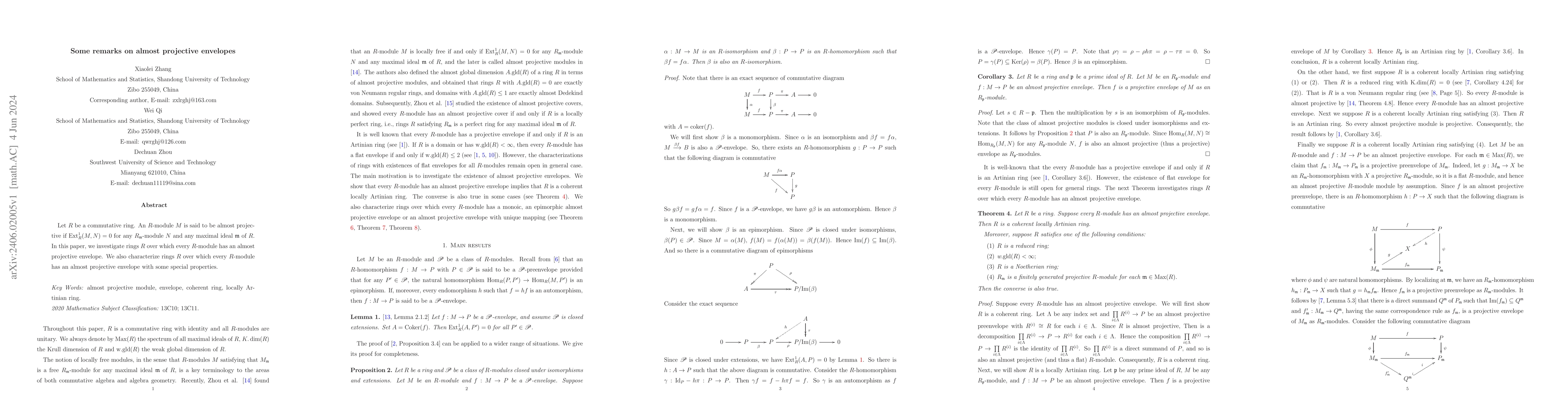 Thumbnail for Some remarks on almost projective envelopes