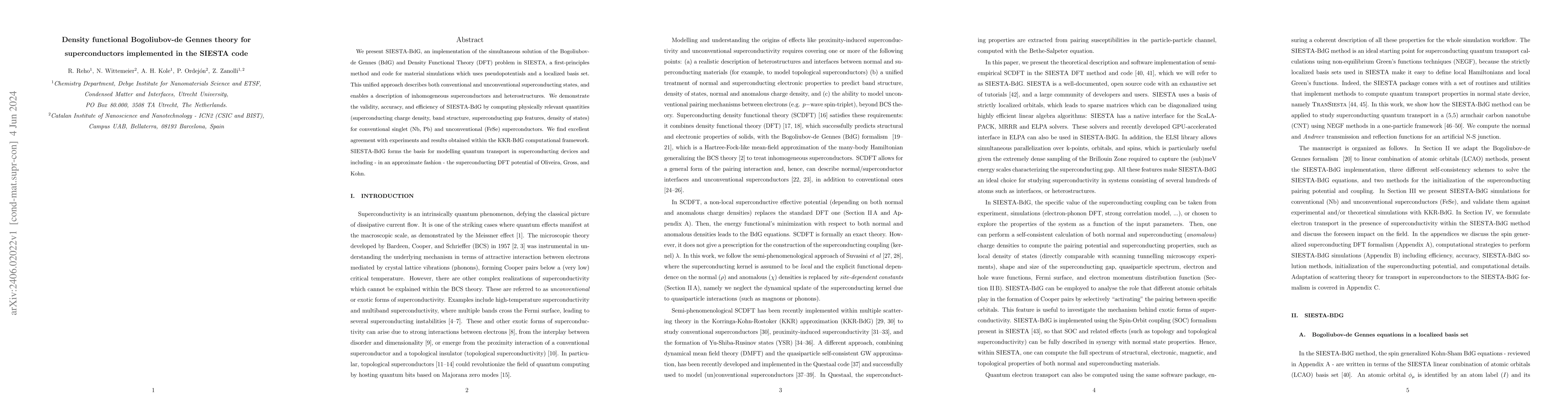 Thumbnail for Density functional Bogoliubov-de Gennes theory for superconductors
  implemented in the SIESTA code