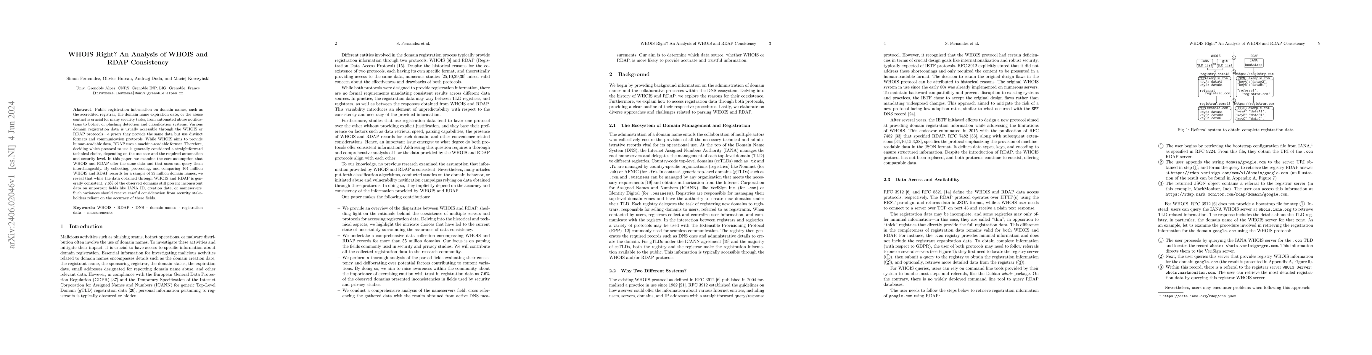 Thumbnail for WHOIS Right? An Analysis of WHOIS and RDAP Consistency