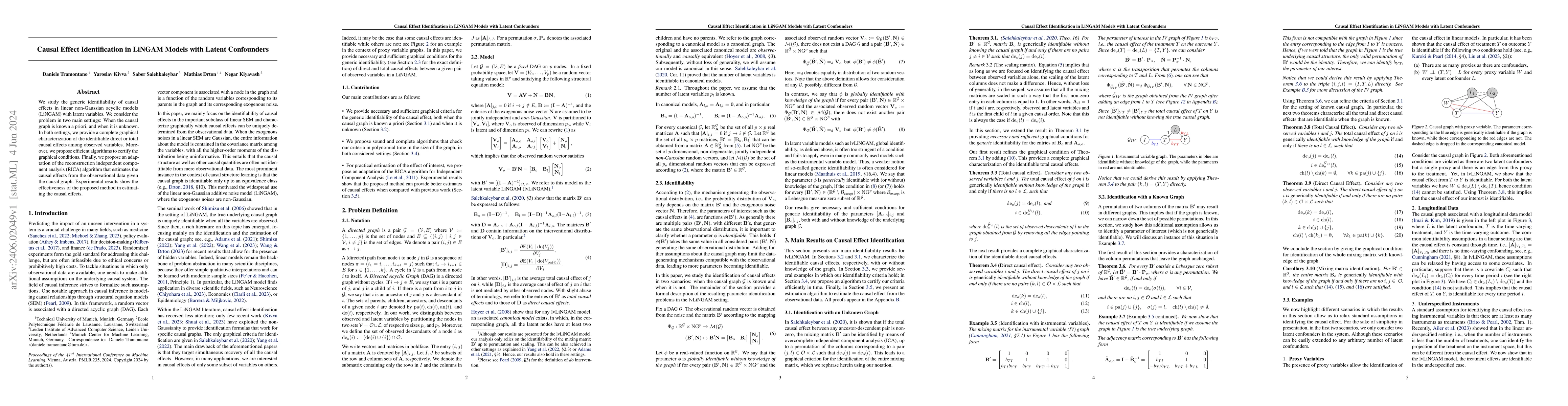Thumbnail for Causal Effect Identification in LiNGAM Models with Latent Confounders