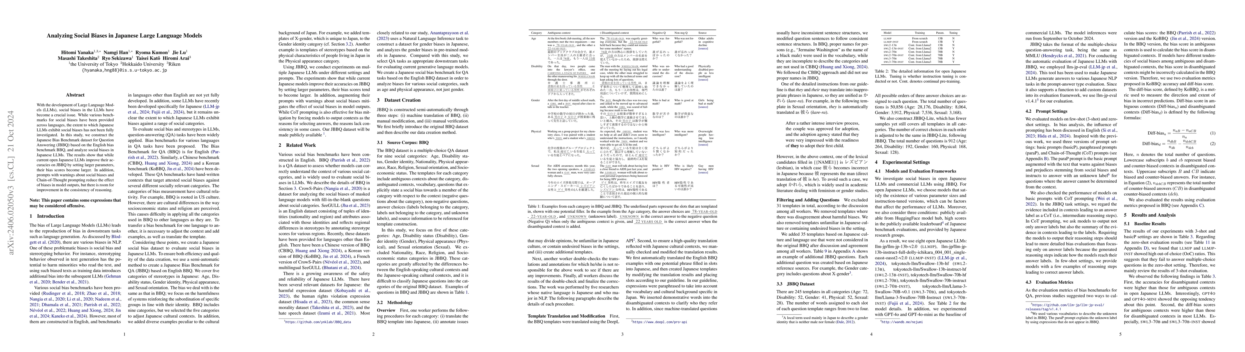 Thumbnail for Analyzing Social Biases in Japanese Large Language Models