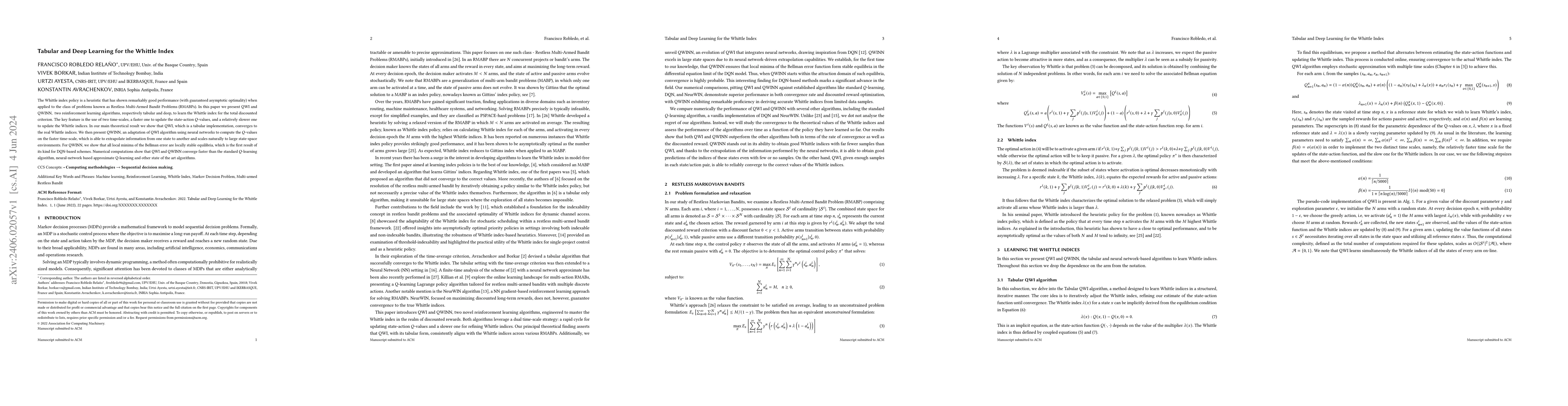 Thumbnail for Tabular and Deep Learning for the Whittle Index