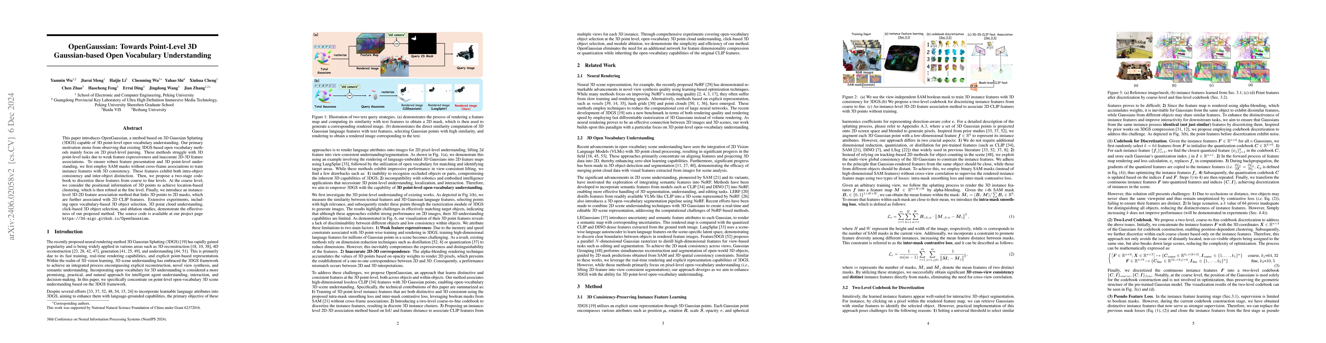 Thumbnail for OpenGaussian: Towards Point-Level 3D Gaussian-based Open Vocabulary
  Understanding
