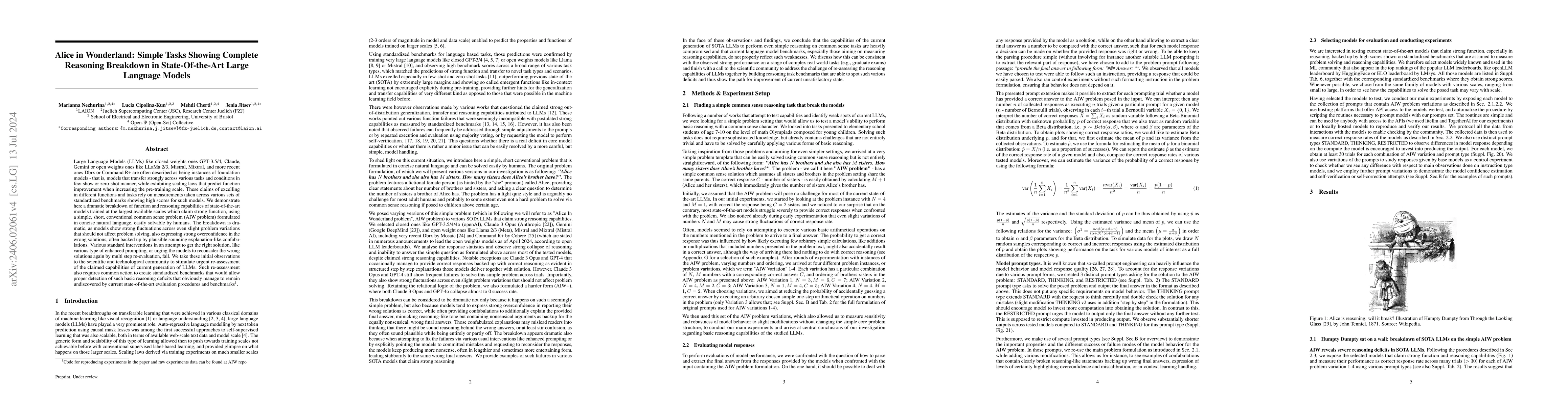 Thumbnail for Alice in Wonderland: Simple Tasks Showing Complete Reasoning Breakdown
  in State-Of-the-Art Large Language Models