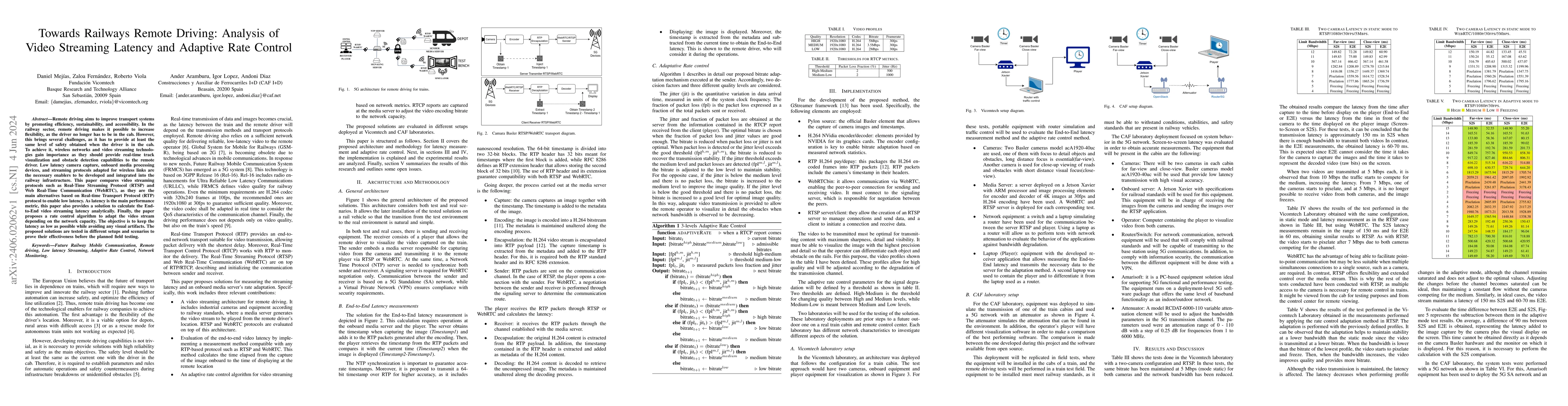Thumbnail for Towards Railways Remote Driving: Analysis of Video Streaming Latency and
  Adaptive Rate Control