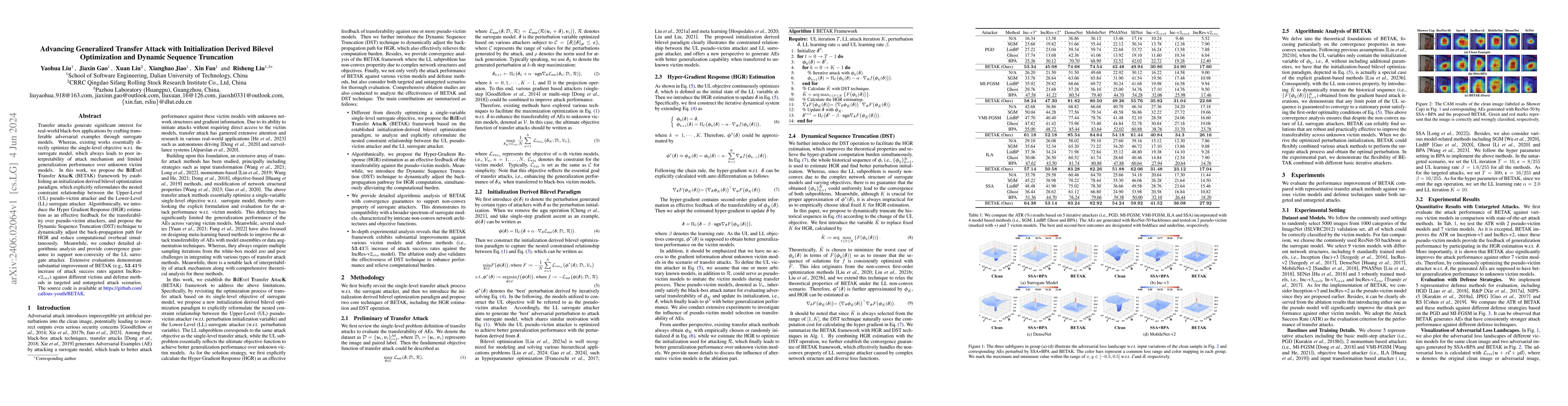 Thumbnail for Advancing Generalized Transfer Attack with Initialization Derived
  Bilevel Optimization and Dynamic Sequence Truncation