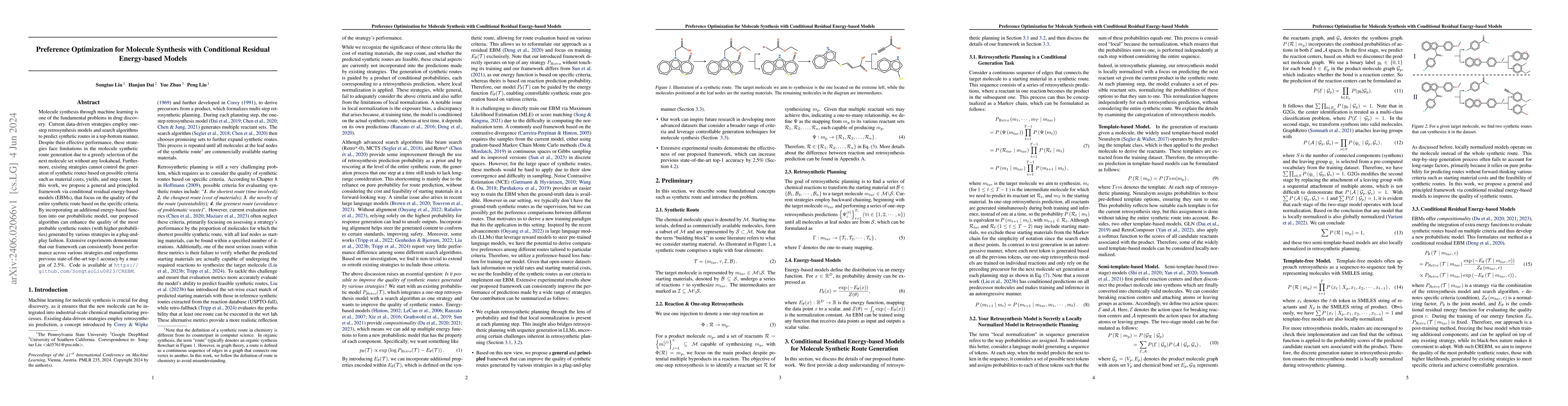 Thumbnail for Preference Optimization for Molecule Synthesis with Conditional Residual
  Energy-based Models