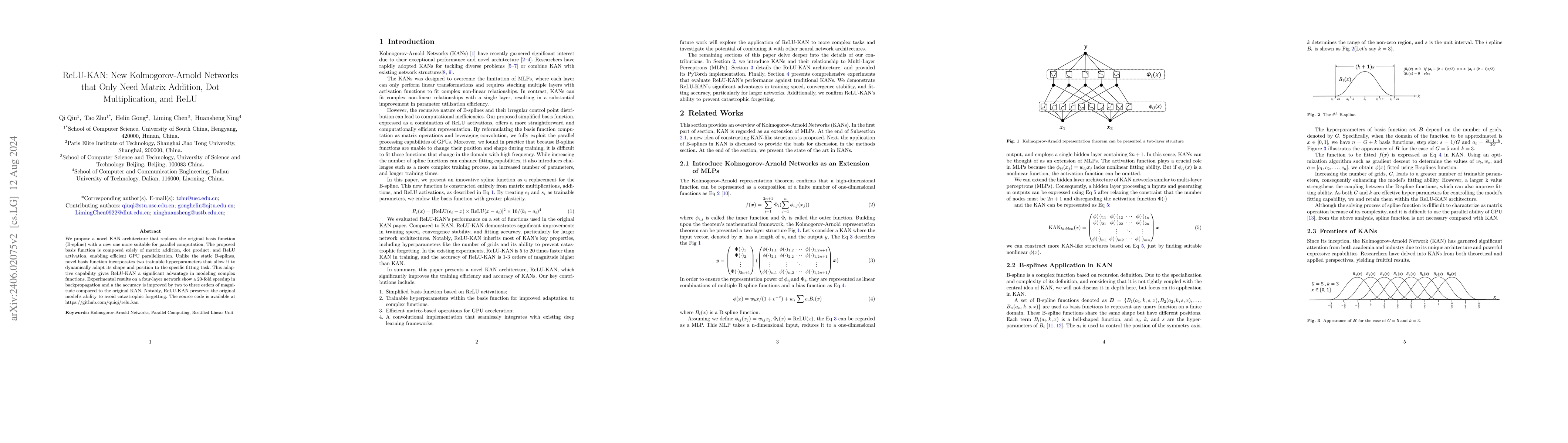 Thumbnail for ReLU-KAN: New Kolmogorov-Arnold Networks that Only Need Matrix Addition,
  Dot Multiplication, and ReLU