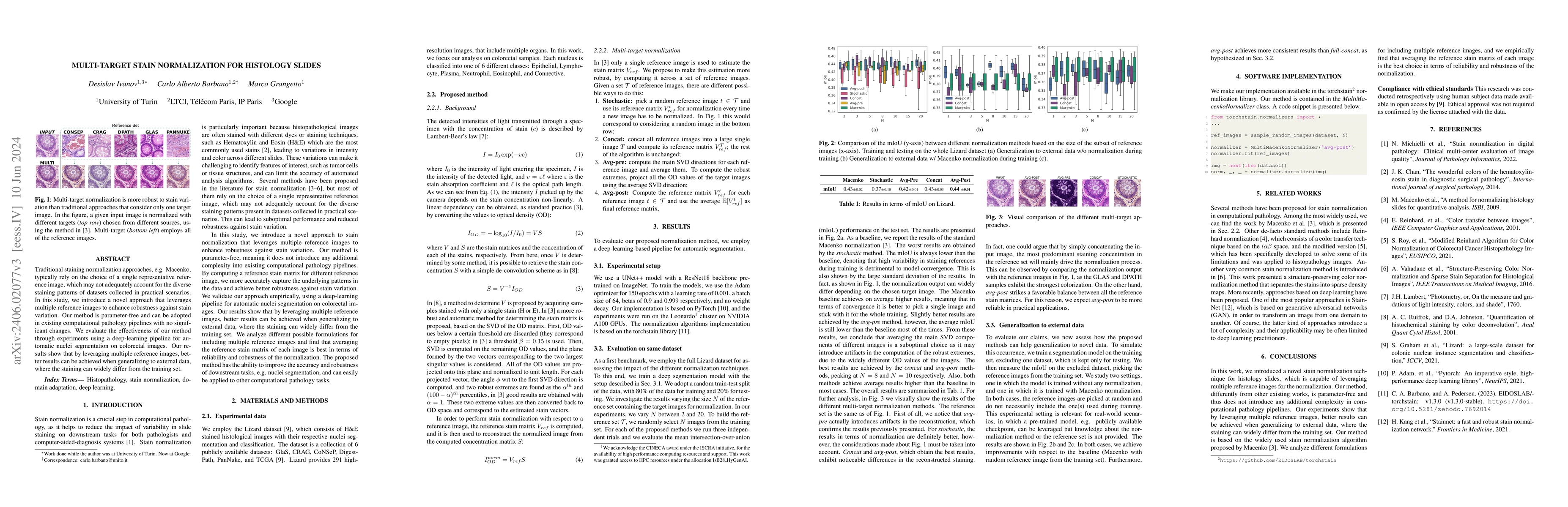 Thumbnail for Multi-target stain normalization for histology slides