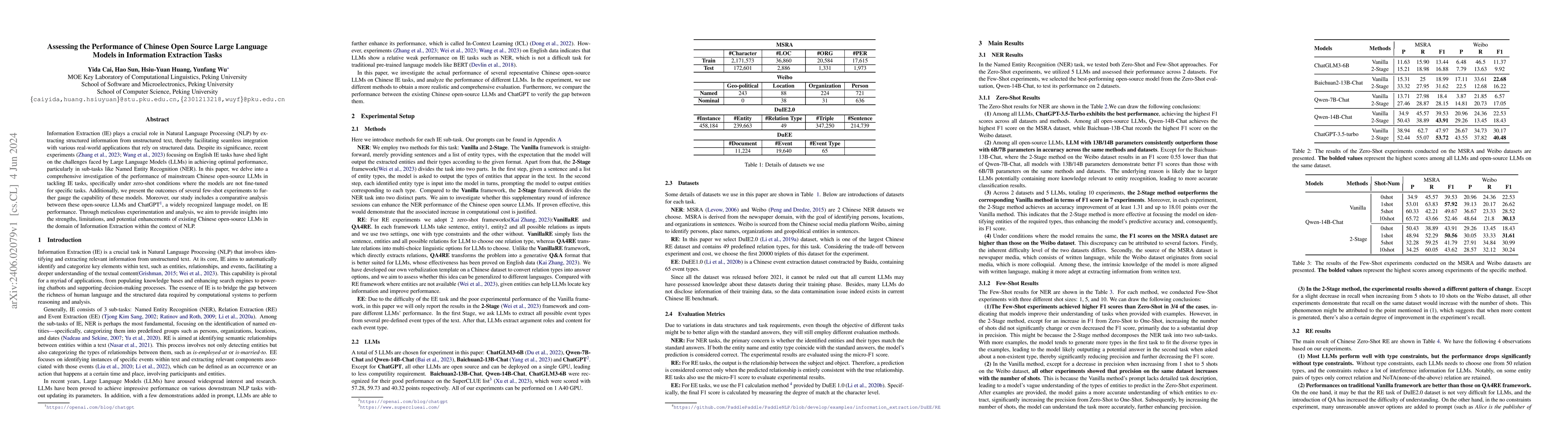 Thumbnail for Assessing the Performance of Chinese Open Source Large Language Models
  in Information Extraction Tasks