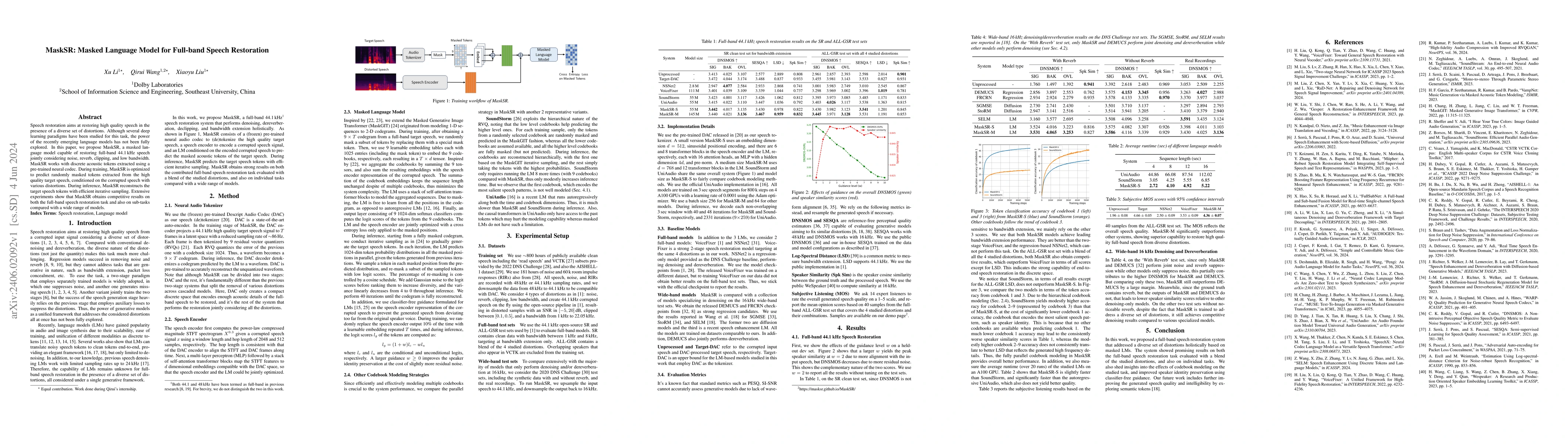 Thumbnail for MaskSR: Masked Language Model for Full-band Speech Restoration