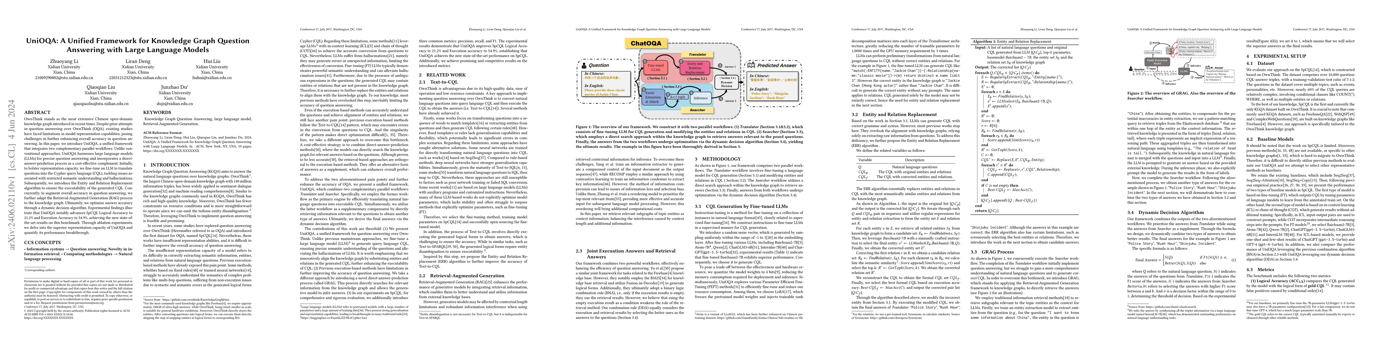 Thumbnail for UniOQA: A Unified Framework for Knowledge Graph Question Answering with
  Large Language Models
