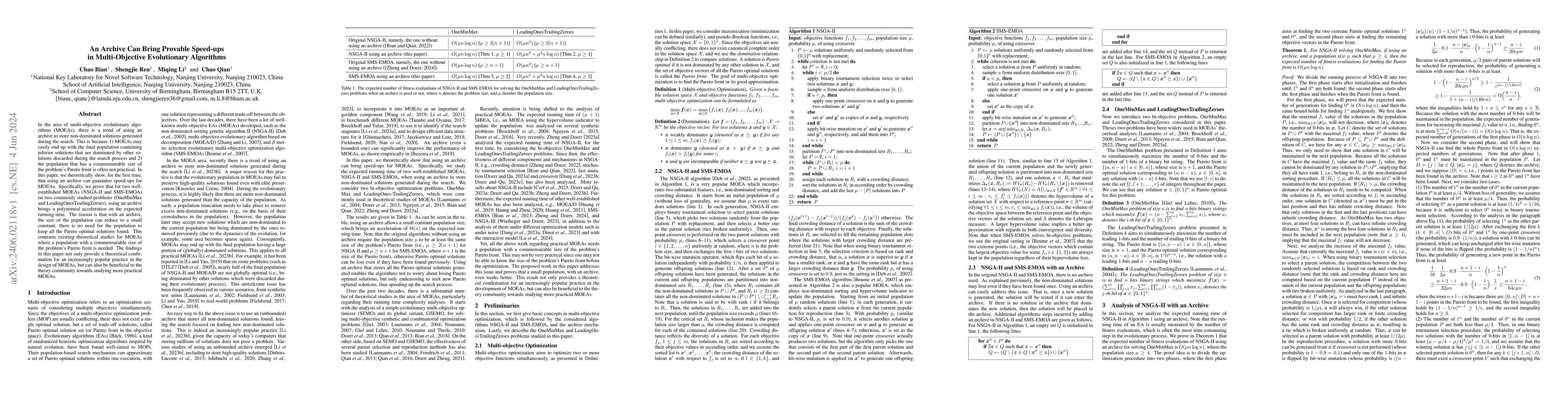 Thumbnail for An Archive Can Bring Provable Speed-ups in Multi-Objective Evolutionary
  Algorithms