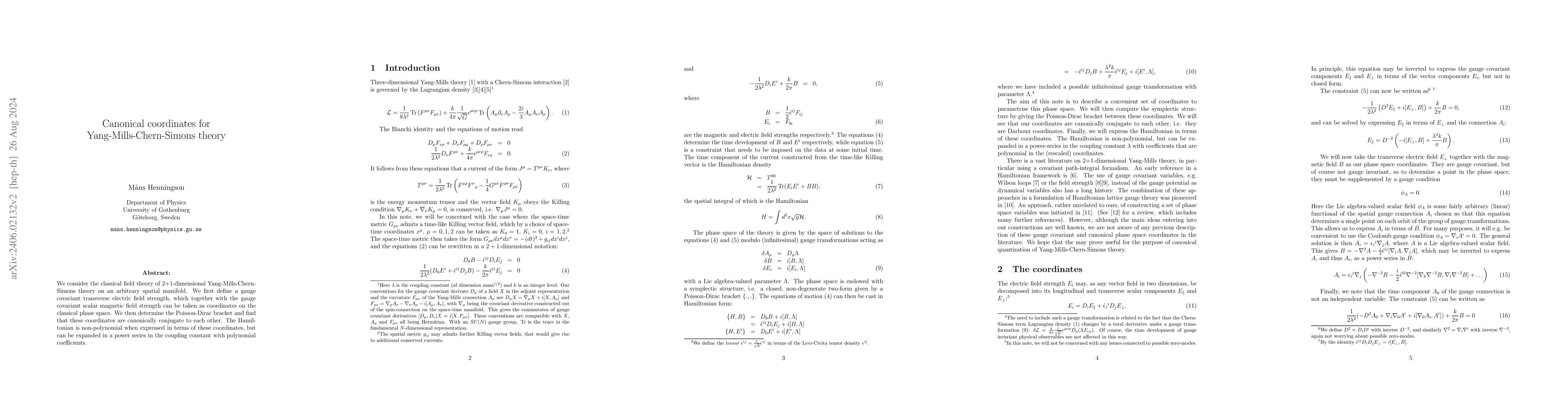 Thumbnail for Canonical coordinates for Yang-Mills-Chern-Simons theory