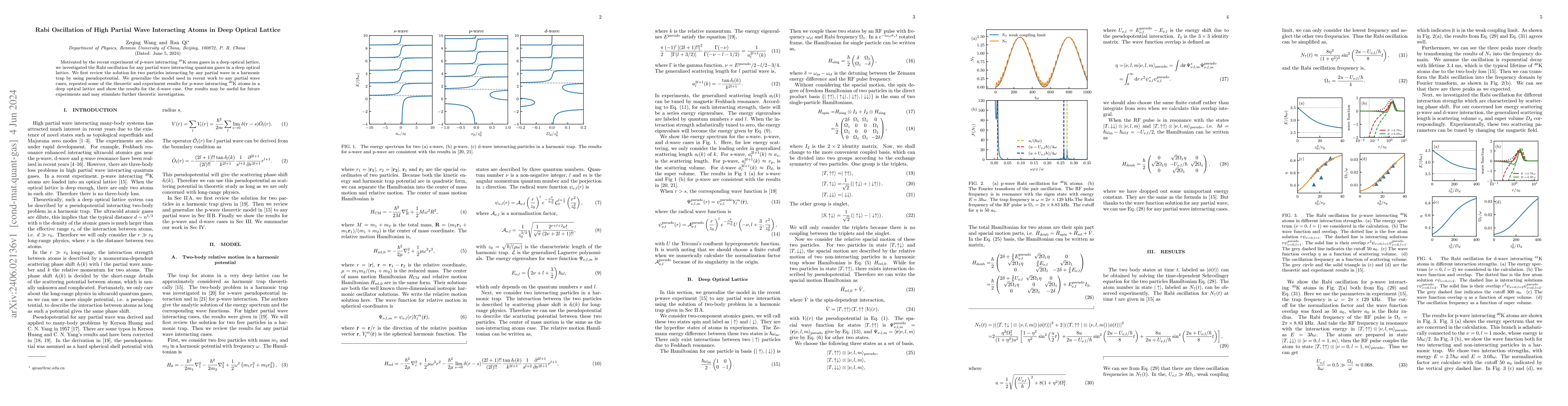 Thumbnail for Rabi Oscillation of High Partial Wave Interacting Atoms in Deep Optical
  Lattice