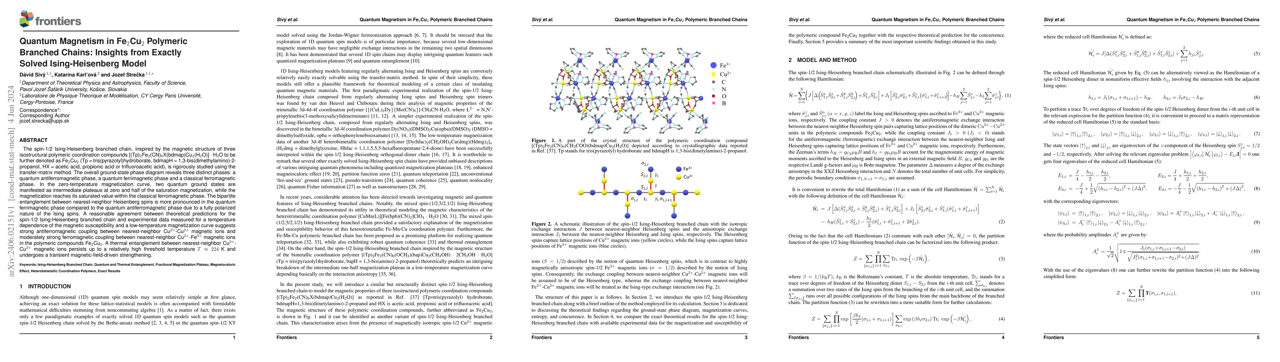 Thumbnail for Quantum Magnetism in Fe2Cu2 Polymeric Branched Chains: Insights from
  Exactly Solved Ising-Heisenberg Model