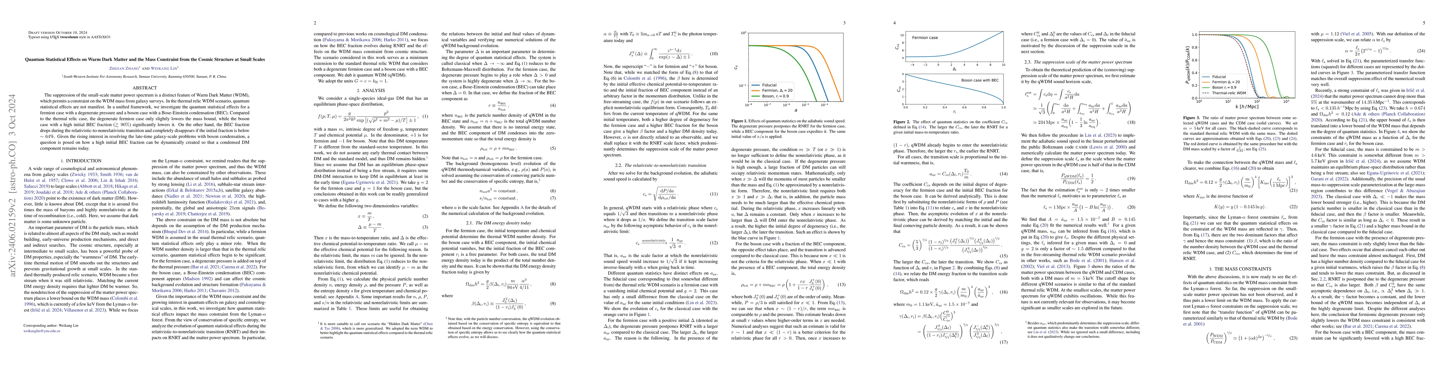 Thumbnail for Quantum Statistical Effects on Warm Dark Matter and the Mass Constraint
  from the Cosmic Large Scale Structure