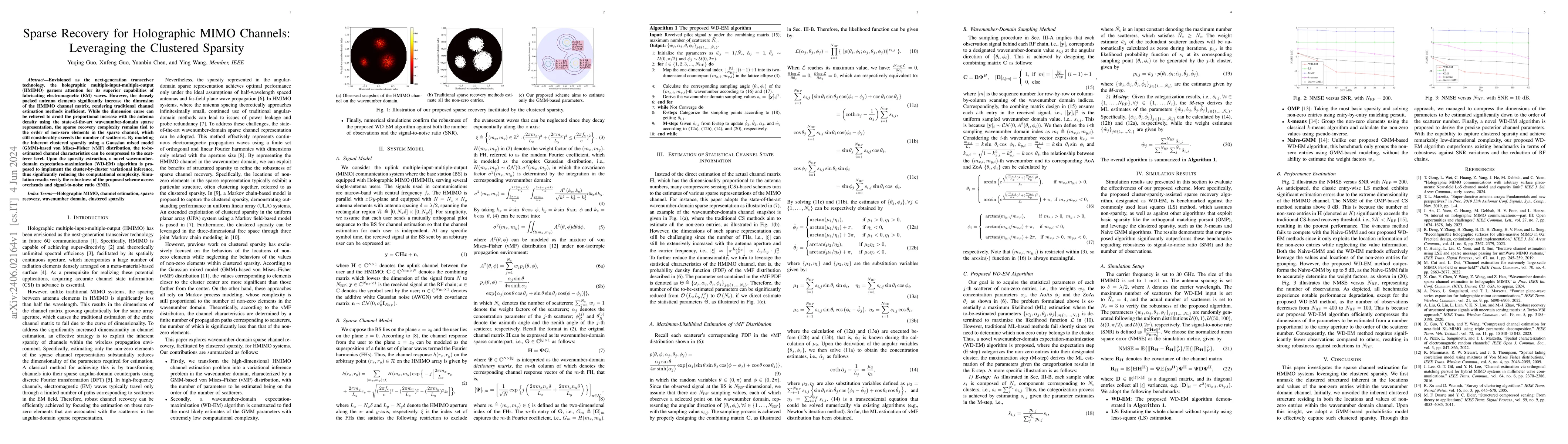 Thumbnail for Sparse Recovery for Holographic MIMO Channels: Leveraging the Clustered
  Sparsity