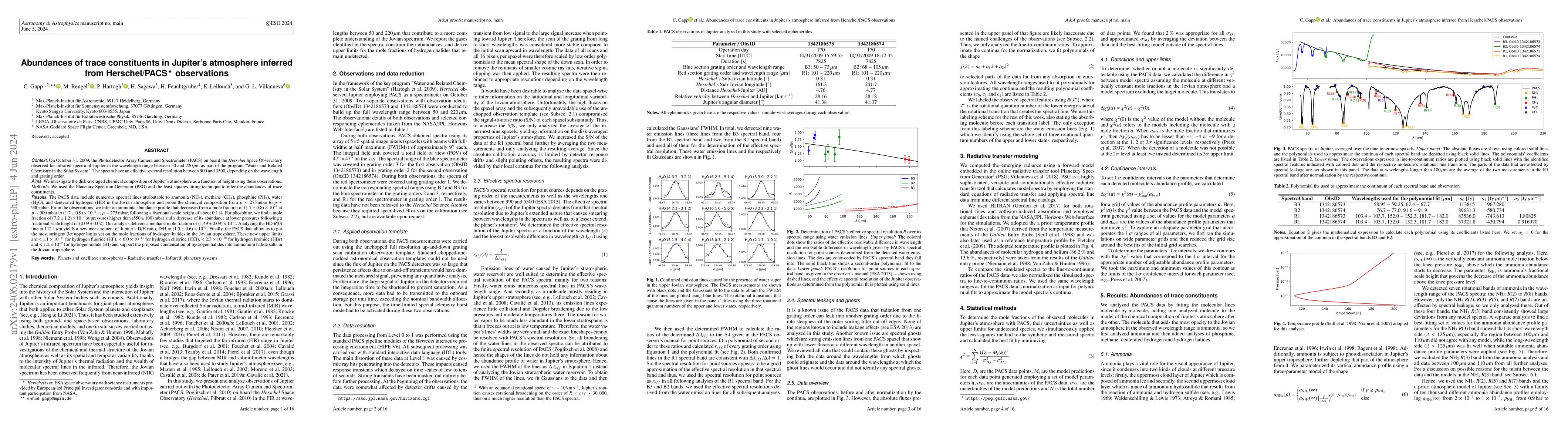 Thumbnail for Abundances of trace constituents in Jupiter's atmosphere inferred from
  Herschel/PACS observations