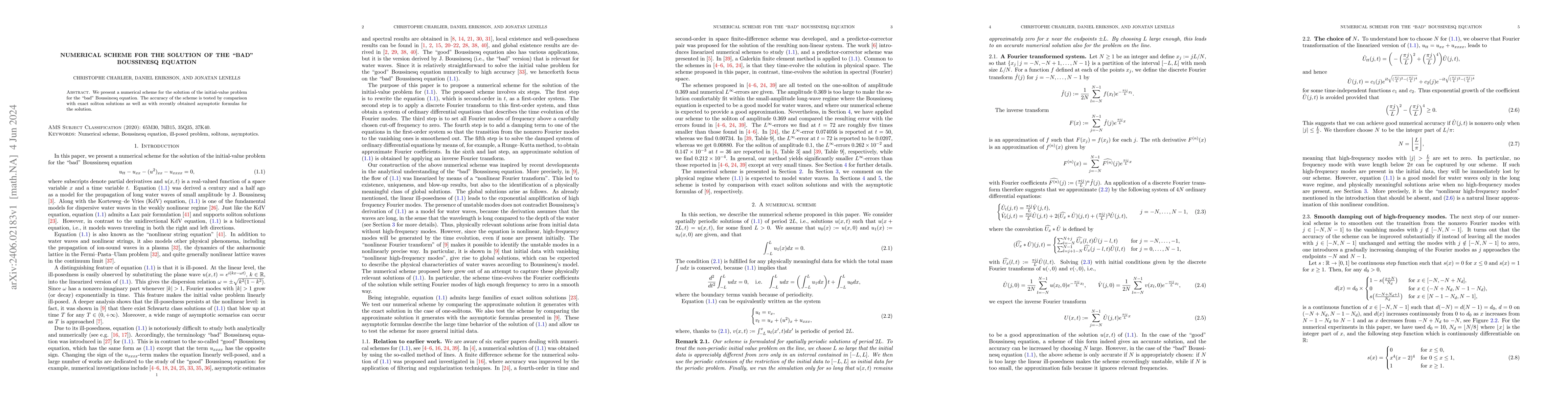 Thumbnail for Numerical scheme for the solution of the "bad" Boussinesq equation