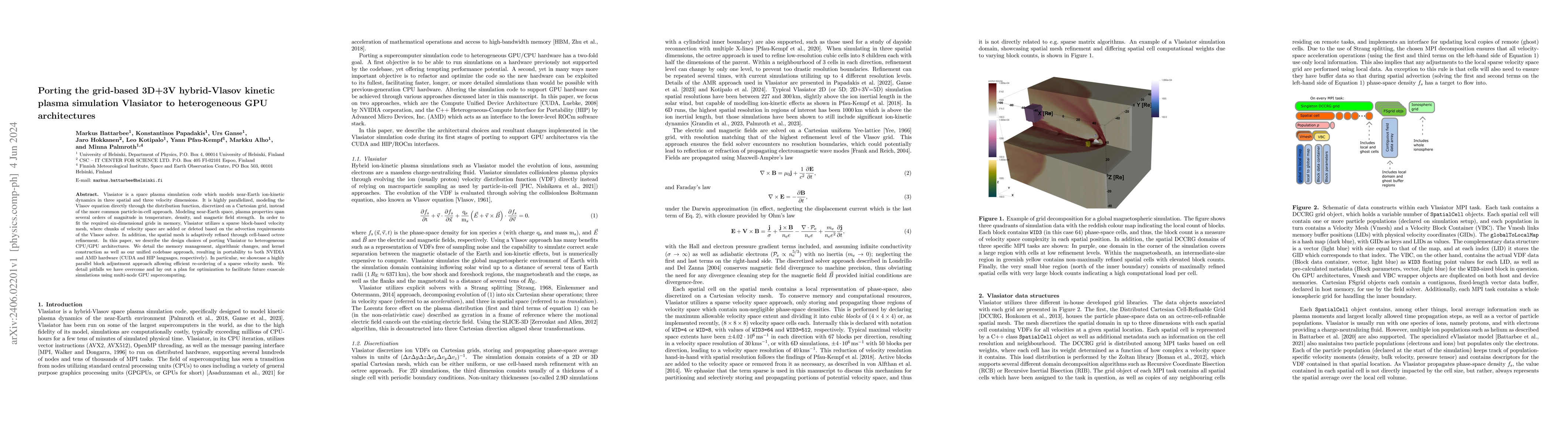 Thumbnail for Porting the grid-based 3D+3V hybrid-Vlasov kinetic plasma simulation
  Vlasiator to heterogeneous GPU architectures
