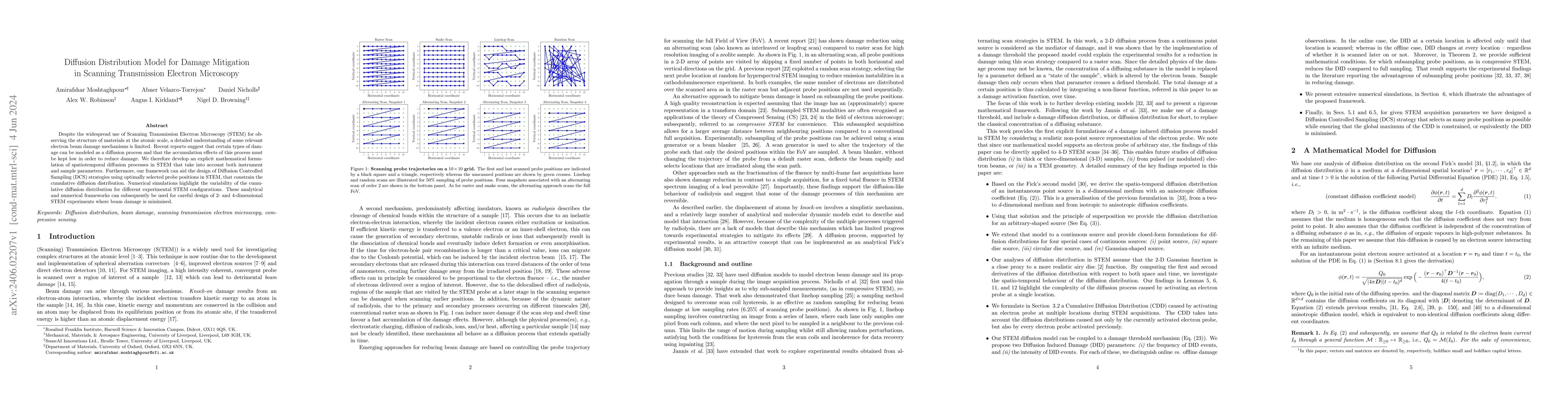 Thumbnail for Diffusion Distribution Model for Damage Mitigation in Scanning
  Transmission Electron Microscopy