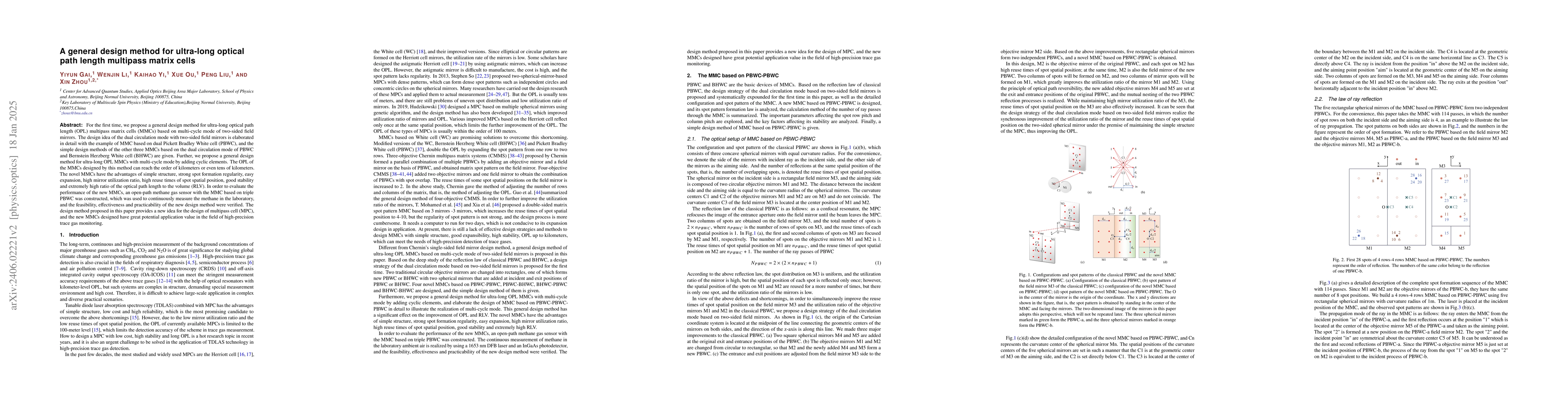 Thumbnail for A general design method for ultra-long optical path length multipass
  matrix cells
