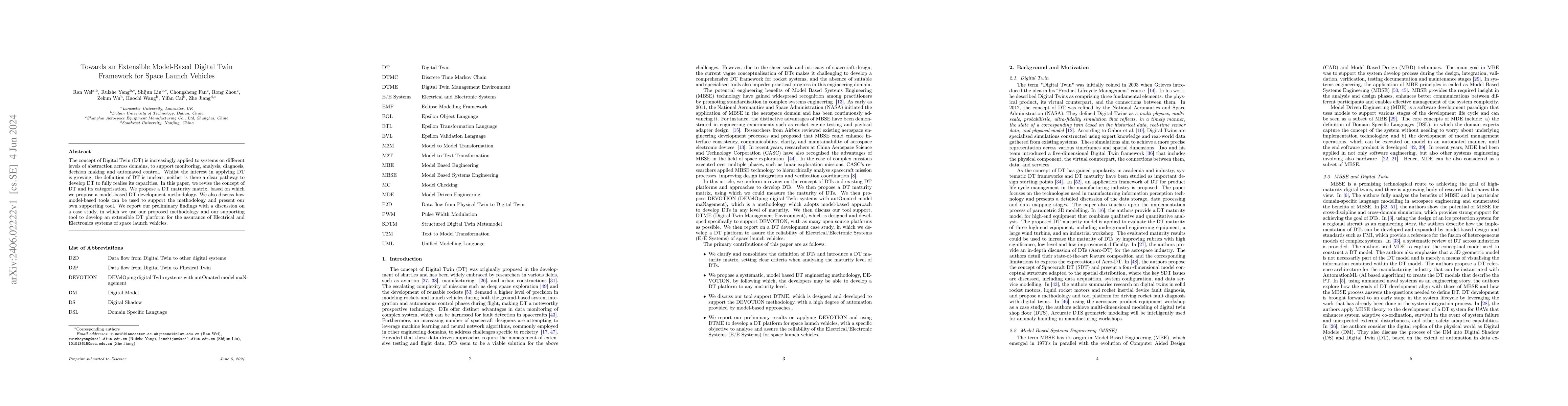 Thumbnail for Towards an Extensible Model-Based Digital Twin Framework for Space
  Launch Vehicles