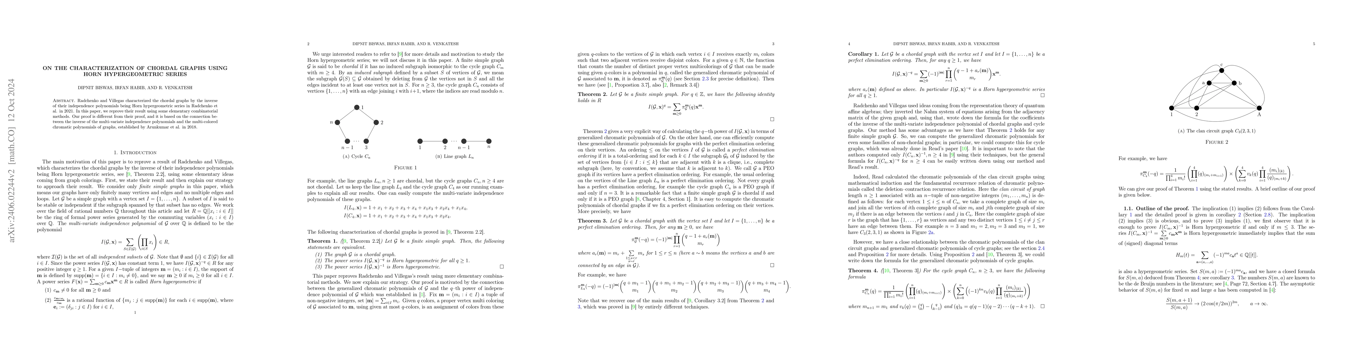 Thumbnail for On the characterization of chordal graphs using Horn hypergeometric
  series