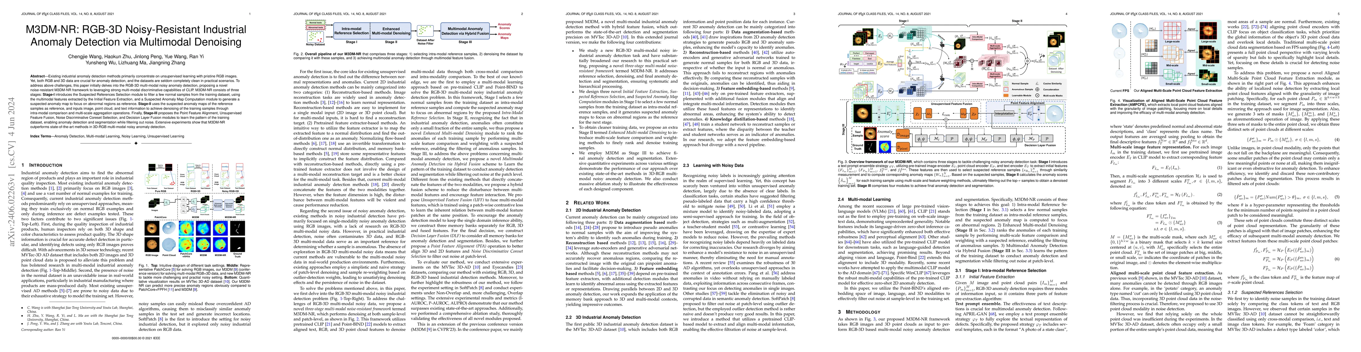 Thumbnail for M3DM-NR: RGB-3D Noisy-Resistant Industrial Anomaly Detection via
  Multimodal Denoising