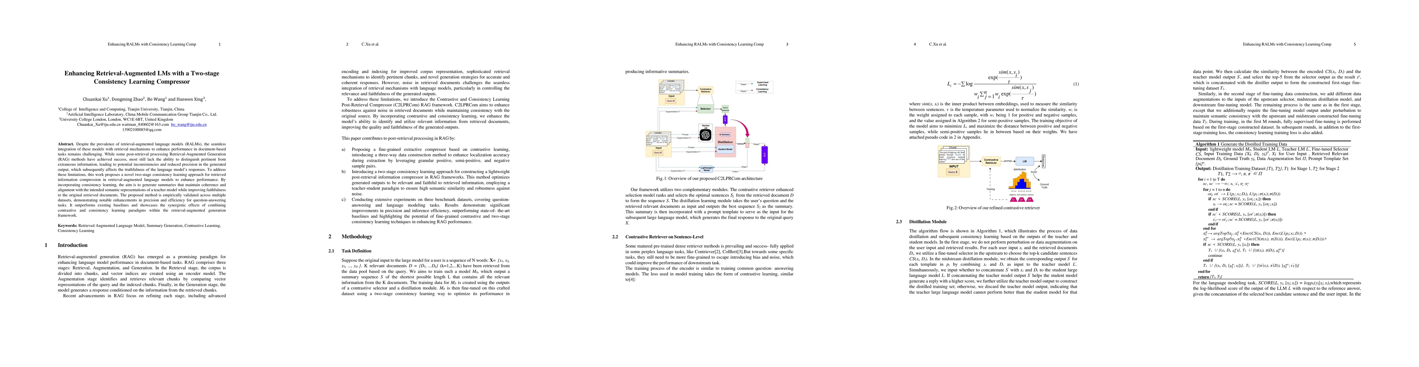 Thumbnail for Enhancing Retrieval-Augmented LMs with a Two-stage Consistency Learning
  Compressor