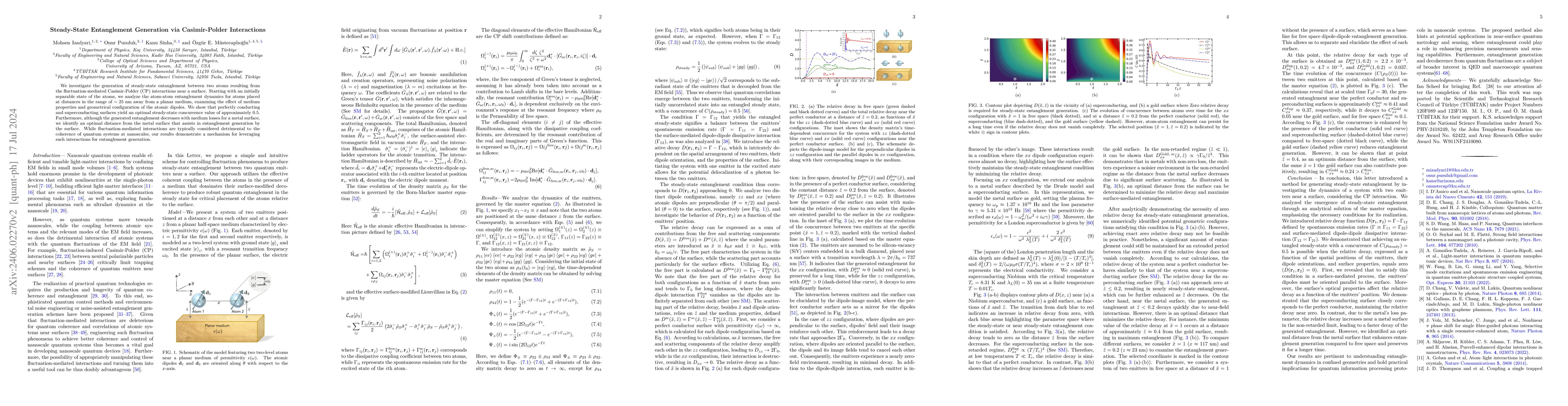 Thumbnail for Steady-State Entanglement Generation via Casimir-Polder Interactions