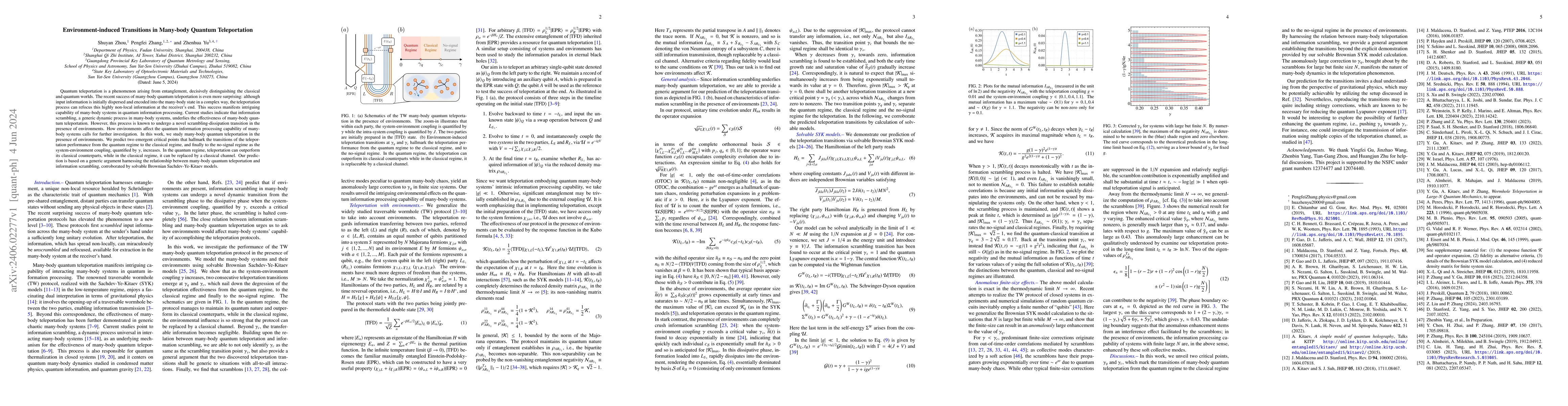 Thumbnail for Environment-induced Transitions in Many-body Quantum Teleportation