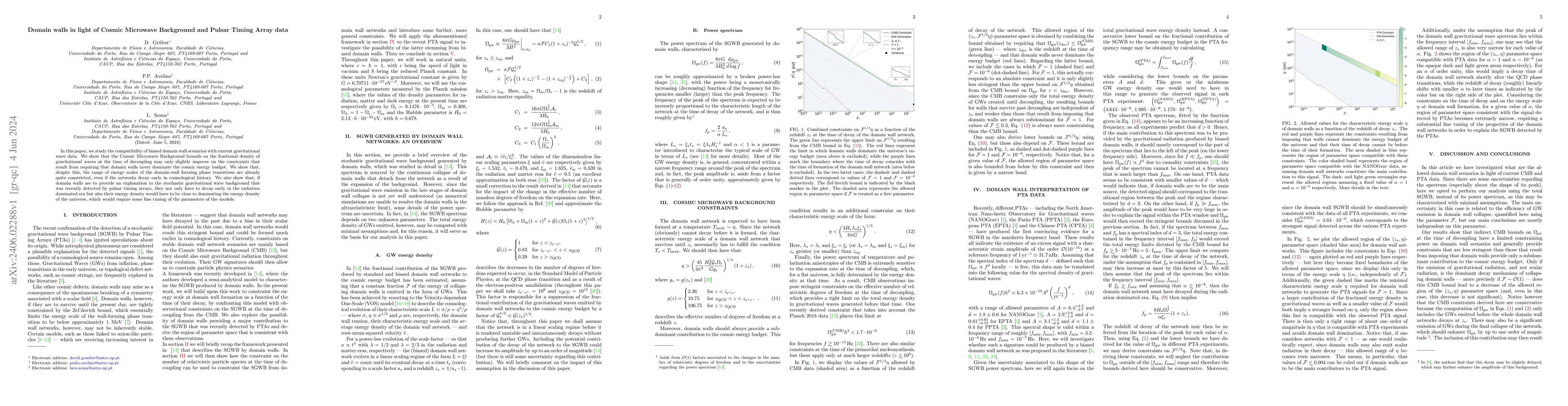Thumbnail for Domain walls in light of Cosmic Microwave Background and Pulsar Timing
  Array data