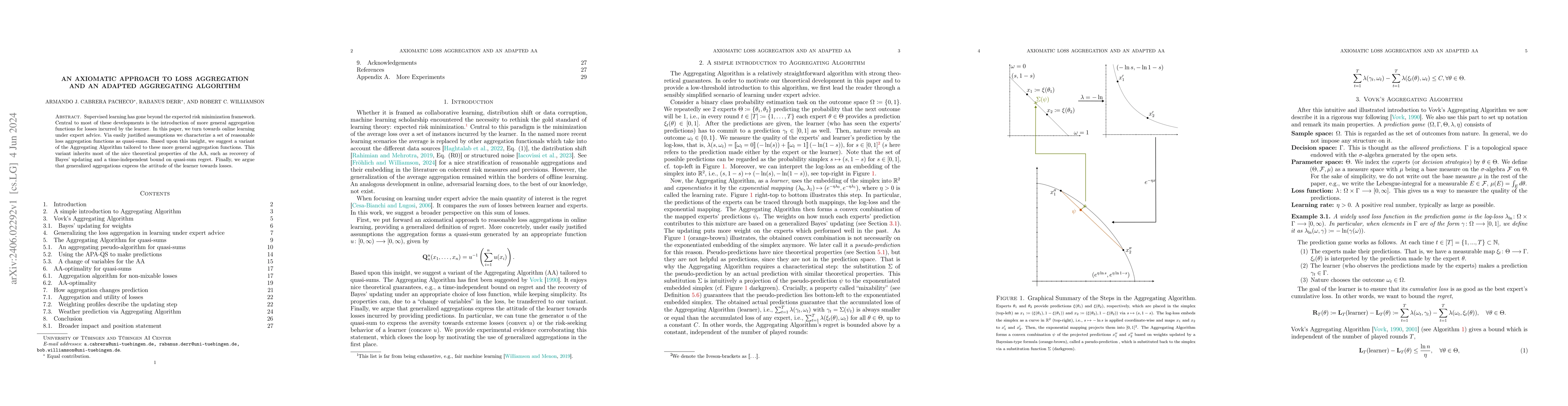 Thumbnail for An Axiomatic Approach to Loss Aggregation and an Adapted Aggregating
  Algorithm