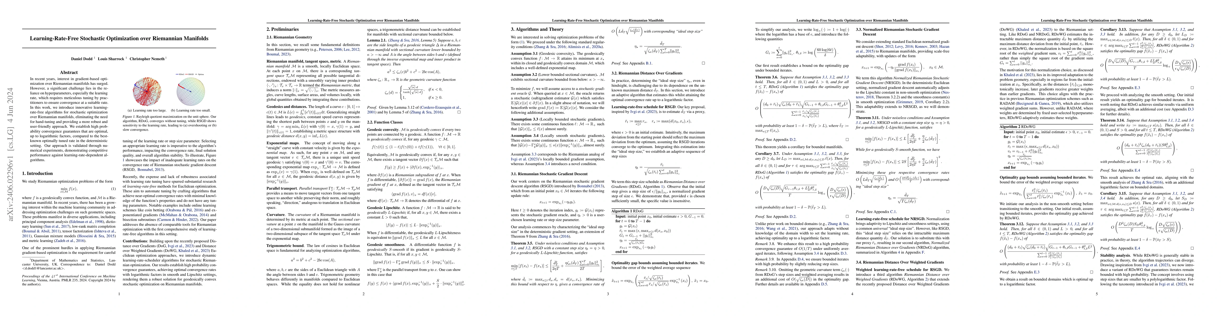 Thumbnail for Learning-Rate-Free Stochastic Optimization over Riemannian Manifolds