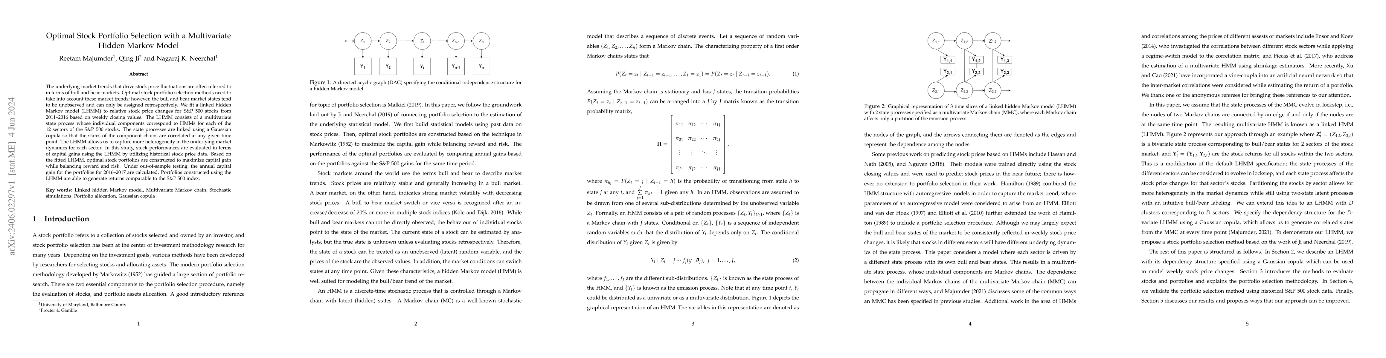 Thumbnail for Optimal Stock Portfolio Selection with a Multivariate Hidden Markov
  Model