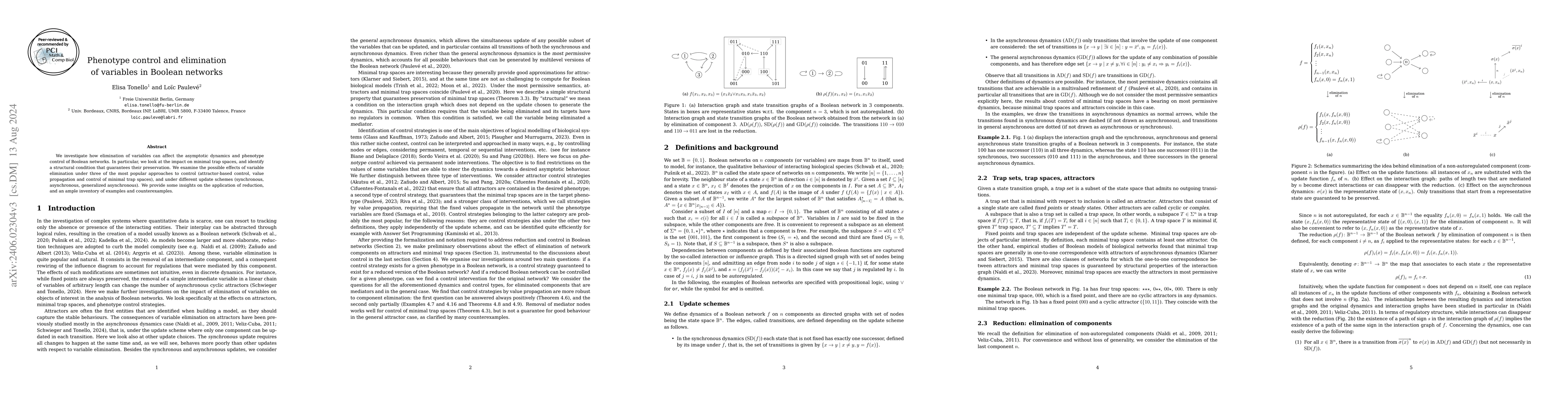 Thumbnail for Phenotype control and elimination of variables in Boolean networks