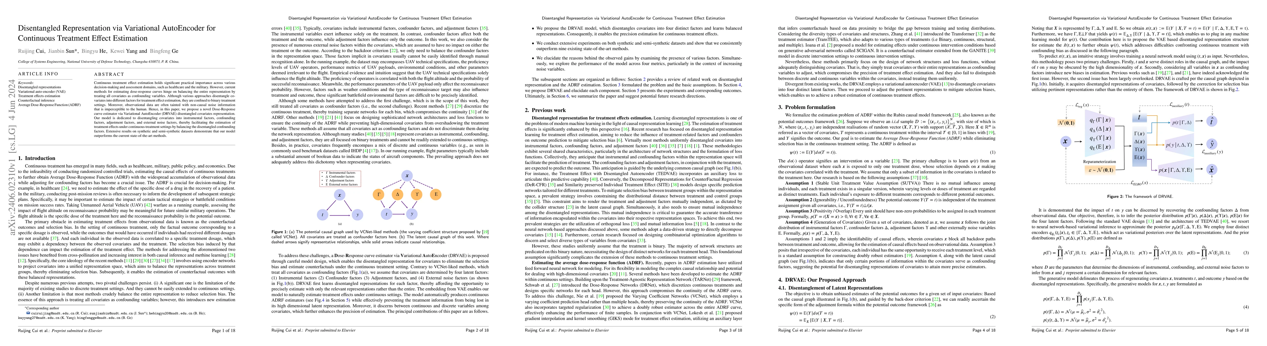 Thumbnail for Disentangled Representation via Variational AutoEncoder for Continuous
  Treatment Effect Estimation