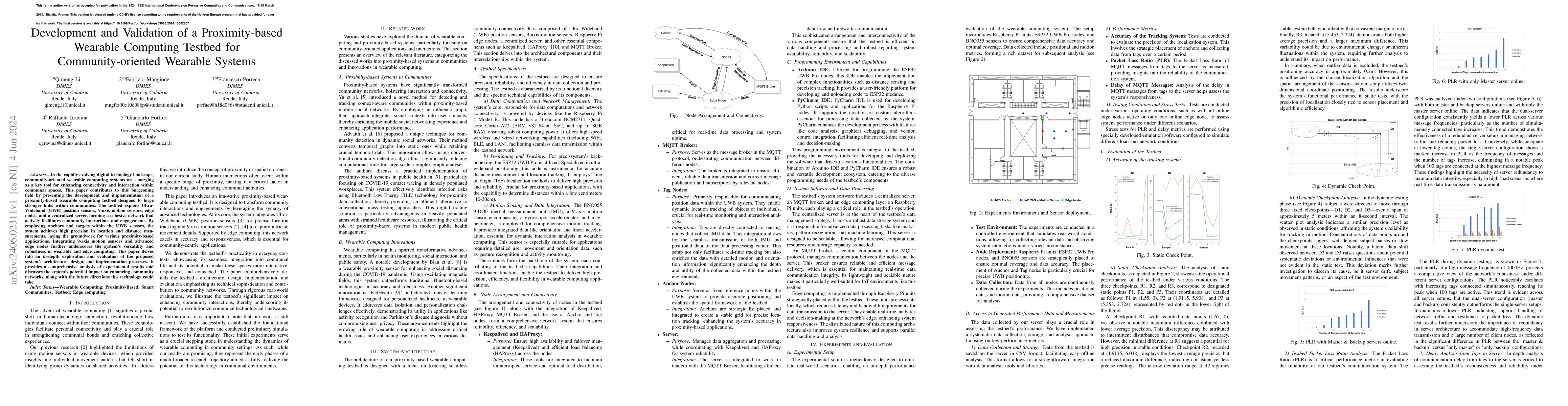 Thumbnail for Development and Validation of a Proximity-based Wearable Computing
  Testbed for Community-oriented Wearable Systems