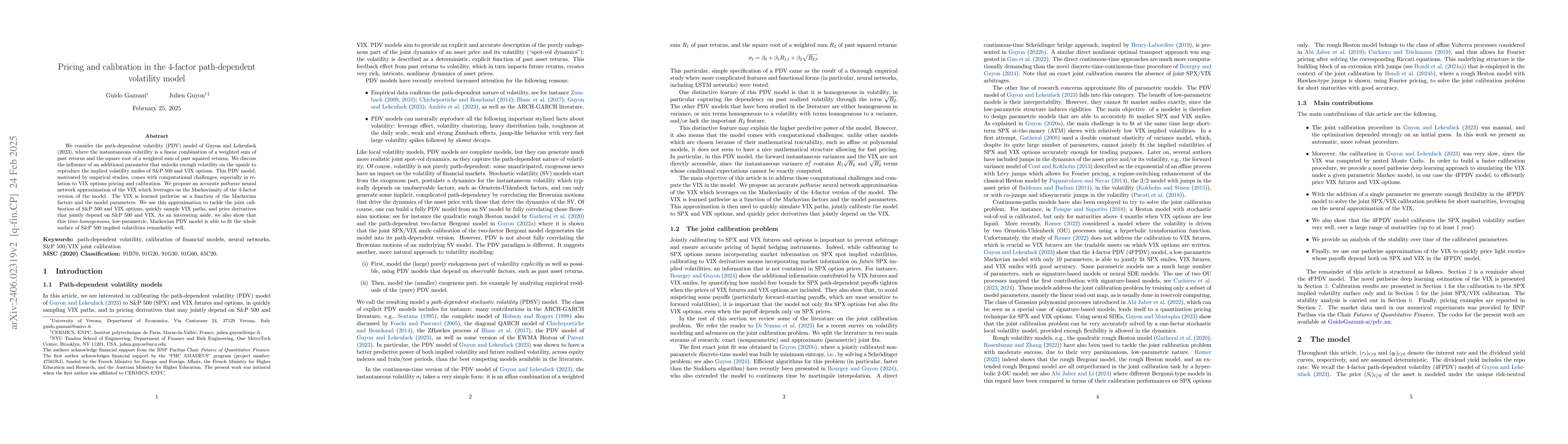 Thumbnail for Pricing and calibration in the 4-factor path-dependent volatility model