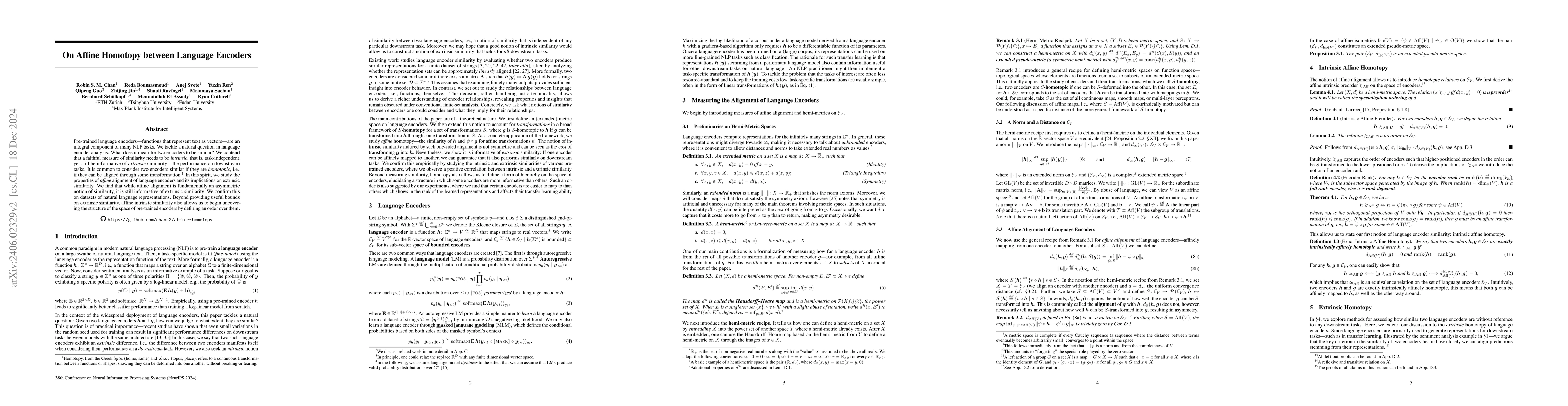 Thumbnail for On Affine Homotopy between Language Encoders